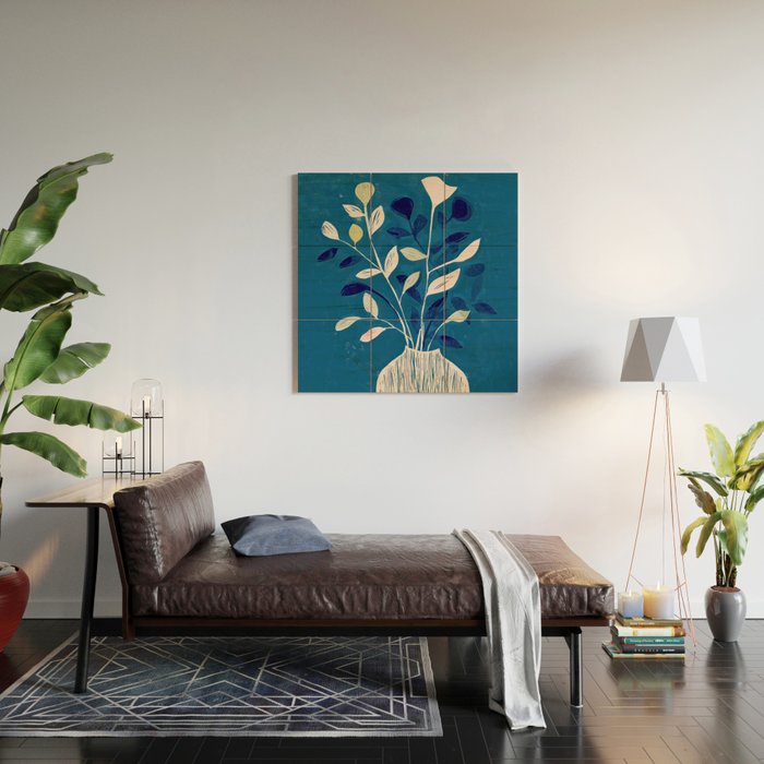 Flowers in a White Vase Wood Wall Art Gallery Image 2