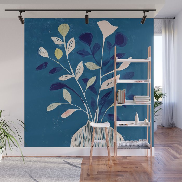 Flowers in a White Vase Wall Mural Gallery Image 1