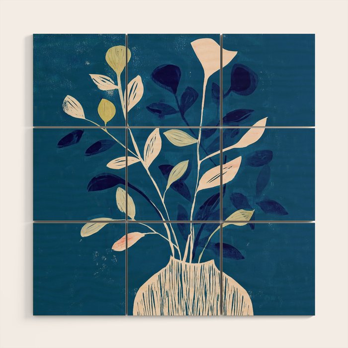 Flowers in a White Vase Wood Wall Art Gallery Image 1