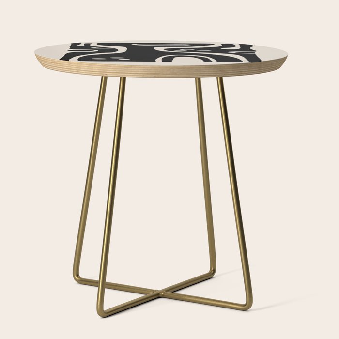 Abstract Art Black and Linen White Side Table Gallery Image 1