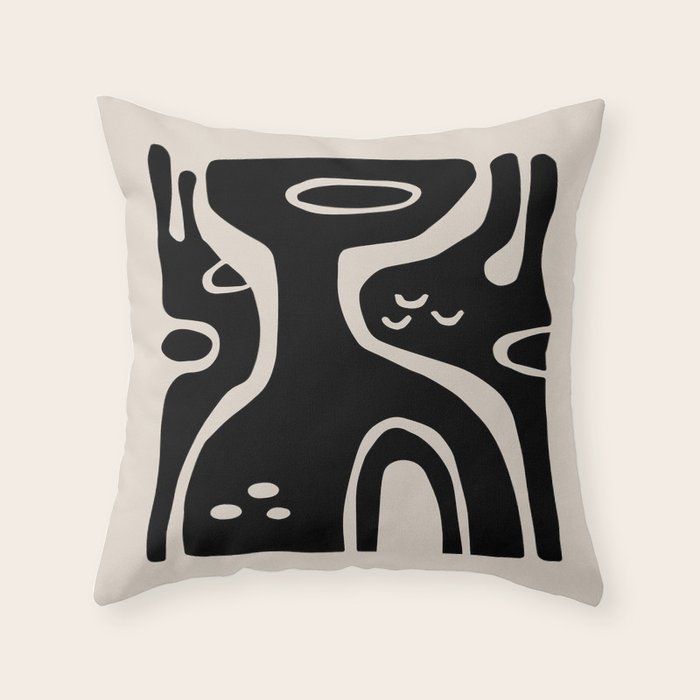 Abstract Art Black and Linen White Throw Pillow Gallery Image 6