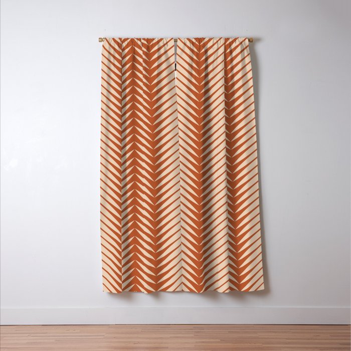 Palm Leaf Pattern - Orange Window Curtain Gallery Image 3