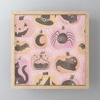 Halloween Pumpkins - vintage pink and black  Mini Art Print Gallery Image 1