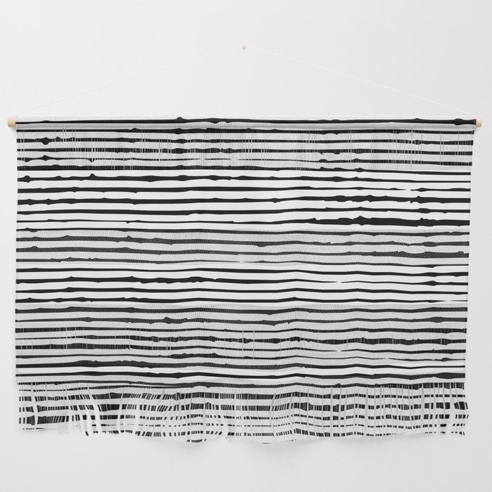 Rustic, Abstract Stripes Pattern, Black and White Wall Hanging Gallery Image 1