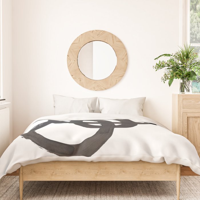 'And I Op' Minimalist Ink Line Drawing Abstract Black Brush Strokes Modern Funky Maze by Ejaaz Haniff  Duvet Cover Gallery Image 3