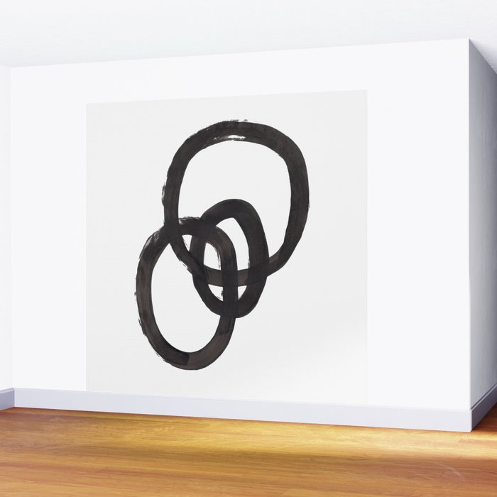 'And I Op' Minimalist Ink Line Drawing Abstract Black Brush Strokes Modern Funky Maze by Ejaaz Haniff  Wall Mural Gallery Image 2