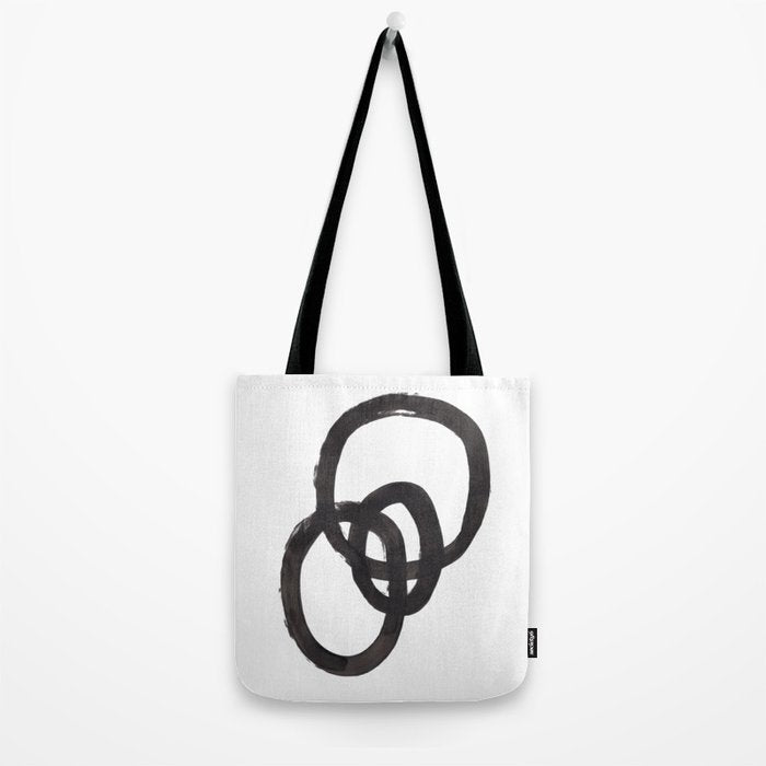 'And I Op' Minimalist Ink Line Drawing Abstract Black Brush Strokes Modern Funky Maze by Ejaaz Haniff  Tote Bag Gallery Image 2