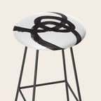 'And I Op' Minimalist Ink Line Drawing Abstract Black Brush Strokes Modern Funky Maze by Ejaaz Haniff  Stool Gallery Image 2