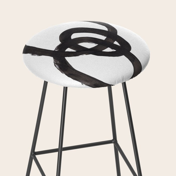 'And I Op' Minimalist Ink Line Drawing Abstract Black Brush Strokes Modern Funky Maze by Ejaaz Haniff  Stool Gallery Image 2