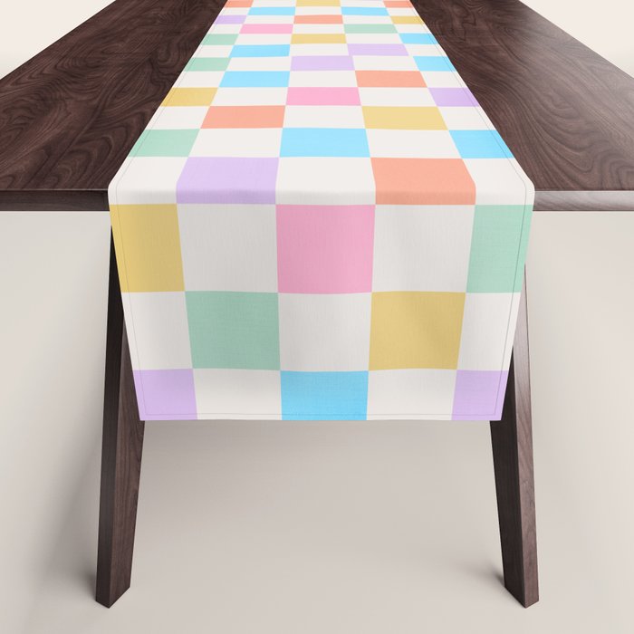 Pastel Checkered Pattern Table Runner Gallery Image 1