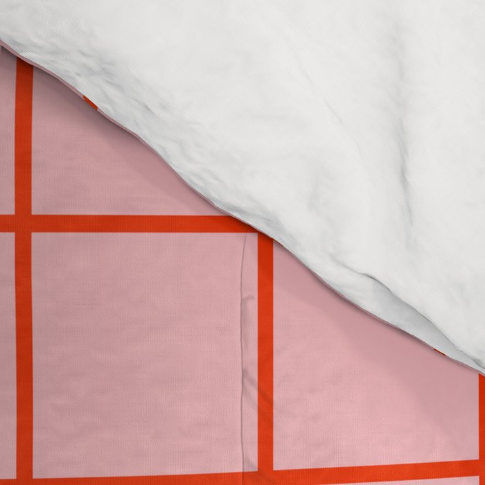 Grid Lines Pink and Red Orange Geometric Pattern Comforter Gallery Image 4