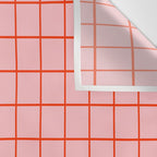 Grid Lines Pink and Red Orange Geometric Pattern Wall Tapestry Gallery Image 3