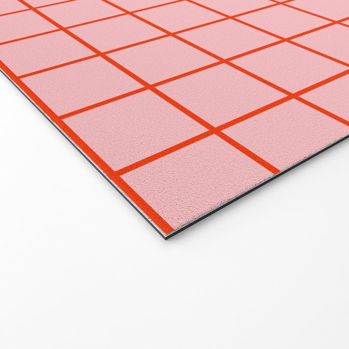 Grid Lines Pink and Red Orange Geometric Pattern Welcome Mat Gallery Image 2