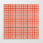 Grid Lines Pink and Red Orange Geometric Pattern Wood Wall Art Gallery Image 1