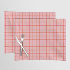 Grid Lines Pink and Red Orange Geometric Pattern Placemat Gallery Image 1