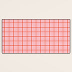Grid Lines Pink and Red Orange Geometric Pattern Desk Mat Gallery Image 3