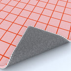 Grid Lines Pink and Red Orange Geometric Pattern Rug Gallery Image 4