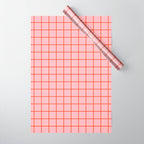 Grid Lines Pink and Red Orange Geometric Pattern Wrapping Paper Gallery Image 1