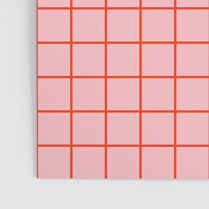 Grid Lines Pink and Red Orange Geometric Pattern Poster Gallery Image 3