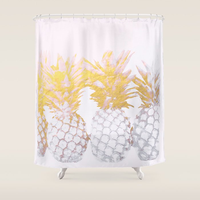 Golden pineapples Shower Curtain Gallery Image 1