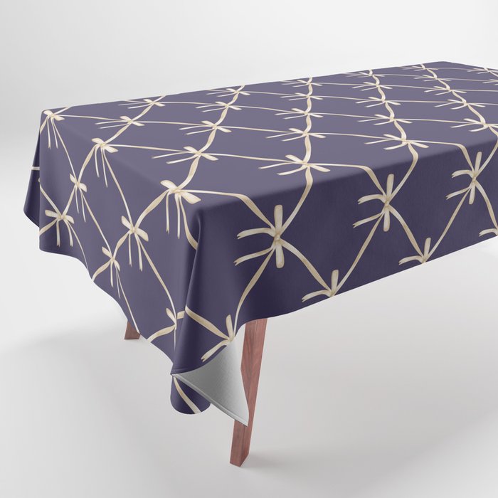 Bows & Ribbons Pattern XXXII Dark Lavender Purple Tablecloth Gallery Image 1