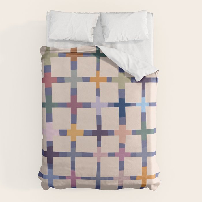 Colorful Patterned Grid II Duvet Cover Gallery Image 1