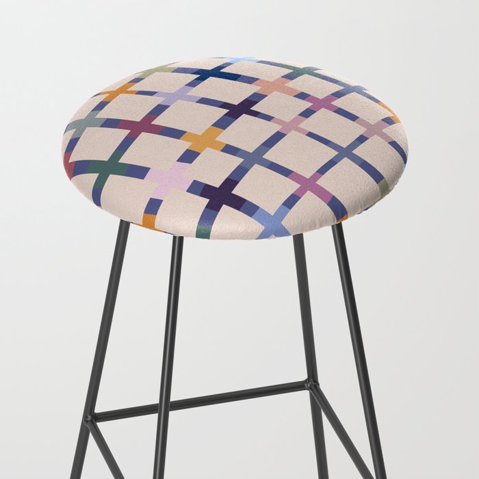 Colorful Patterned Grid II Stool Gallery Image 2