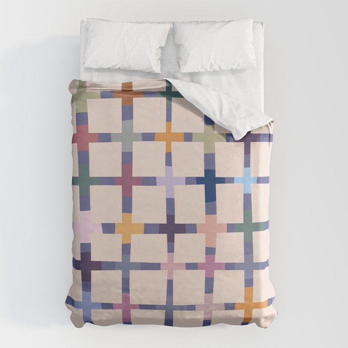 Colorful Patterned Grid II Duvet Cover Gallery Image 6