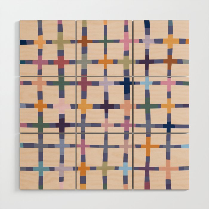 Colorful Patterned Grid II Wood Wall Art Gallery Image 1