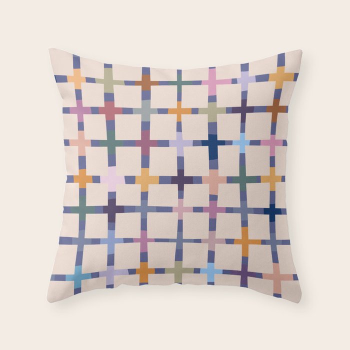 Colorful Patterned Grid II Throw Pillow Gallery Image 6