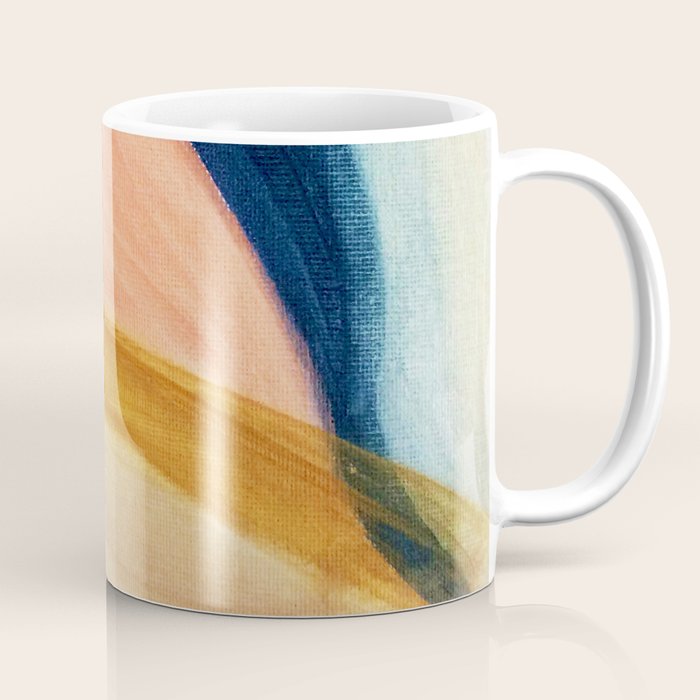 Slow as the Mississippi - Acrylic abstract with pink, blue, and brown Coffee Mug Gallery Image 1