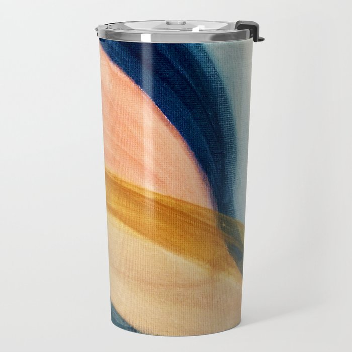 Slow as the Mississippi - Acrylic abstract with pink, blue, and brown Travel Mug Gallery Image 2