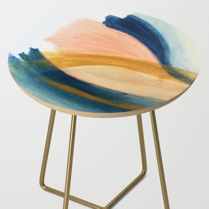 Slow as the Mississippi - Acrylic abstract with pink, blue, and brown Side Table Gallery Image 2