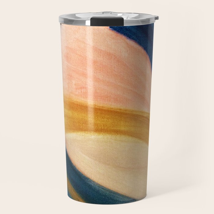 Slow as the Mississippi - Acrylic abstract with pink, blue, and brown Travel Mug Gallery Image 1