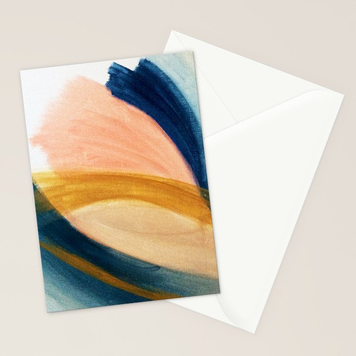 Slow as the Mississippi - Acrylic abstract with pink, blue, and brown Stationery Card Gallery Image 2