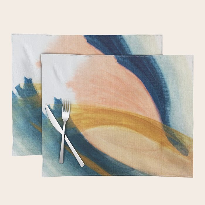 Slow as the Mississippi - Acrylic abstract with pink, blue, and brown Placemat Gallery Image 1