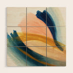 Slow as the Mississippi - Acrylic abstract with pink, blue, and brown Wood Wall Art Gallery Image 1
