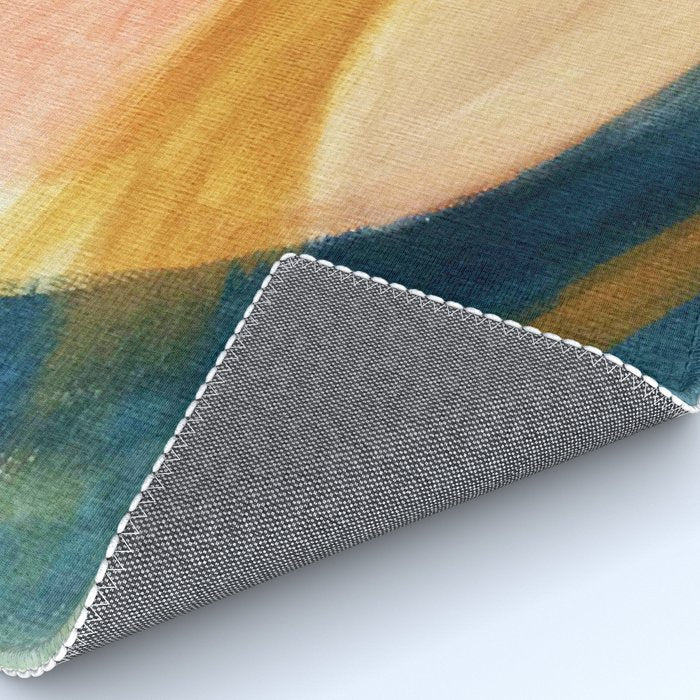 Slow as the Mississippi - Acrylic abstract with pink, blue, and brown Rug Gallery Image 4