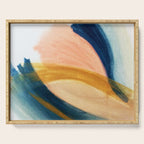 Slow as the Mississippi - Acrylic abstract with pink, blue, and brown Serving Tray Gallery Image 1
