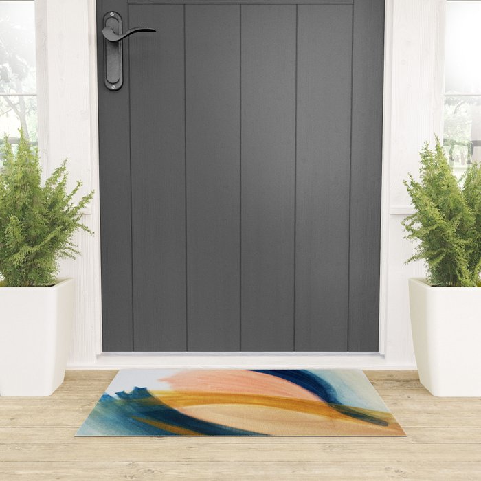 Slow as the Mississippi - Acrylic abstract with pink, blue, and brown Welcome Mat Gallery Image 3