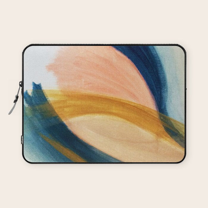 Slow as the Mississippi - Acrylic abstract with pink, blue, and brown Laptop Sleeve Gallery Image 1