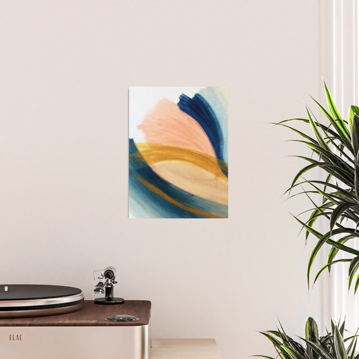 Slow as the Mississippi - Acrylic abstract with pink, blue, and brown Poster Gallery Image 2