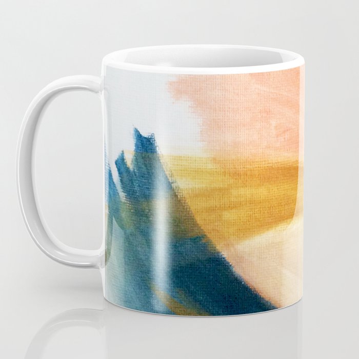 Slow as the Mississippi - Acrylic abstract with pink, blue, and brown Coffee Mug Gallery Image 3