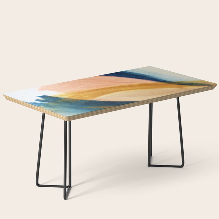 Slow as the Mississippi - Acrylic abstract with pink, blue, and brown Coffee Table Gallery Image 1