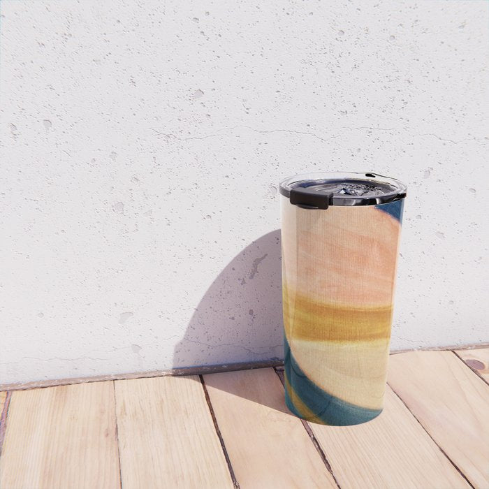 Slow as the Mississippi - Acrylic abstract with pink, blue, and brown Travel Mug Gallery Image 4