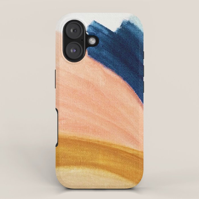 Slow as the Mississippi - Acrylic abstract with pink, blue, and brown iPhone Case Gallery Image 1
