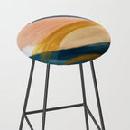 Slow as the Mississippi - Acrylic abstract with pink, blue, and brown Stool Gallery Image 2