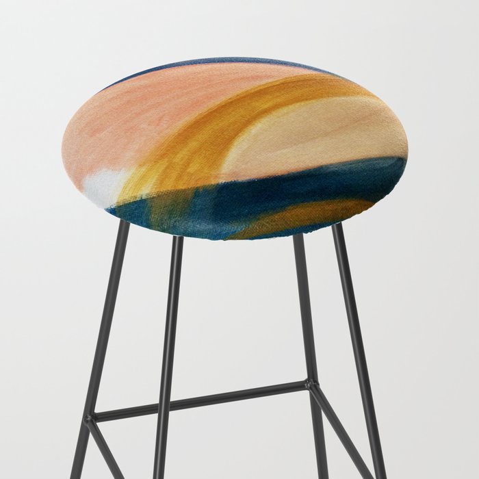 Slow as the Mississippi - Acrylic abstract with pink, blue, and brown Stool Gallery Image 2