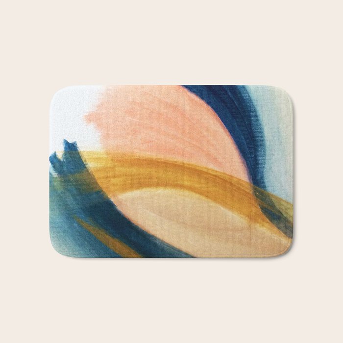 Slow as the Mississippi - Acrylic abstract with pink, blue, and brown Bath Mat Gallery Image 1