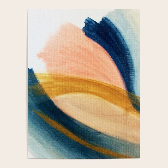 Slow as the Mississippi - Acrylic abstract with pink, blue, and brown Poster Gallery Image 4